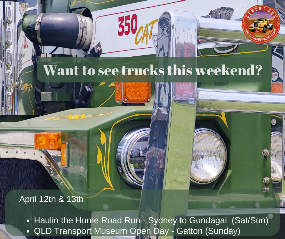 Calendar of truck show events published by Desert Dog. Photo taken at Brisbane convoy 4 kids 2024