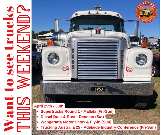 An old international truck as a poster for the weekly round of truck shows in Australia this weekend
