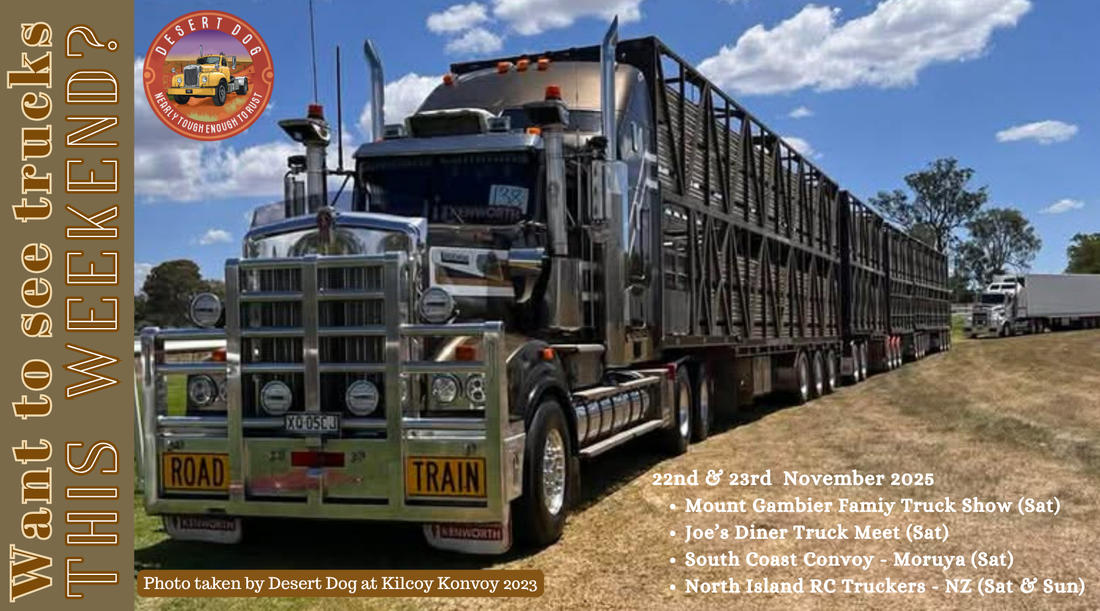 Road train photo from Kilcoy Konvoy 2023 as cover photo for truck shows on this weekend November 22 2025