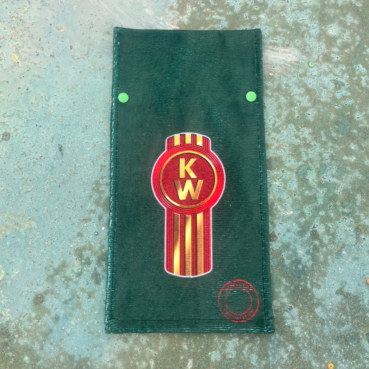 Kenworth door towel - Green with Red & Gold logo